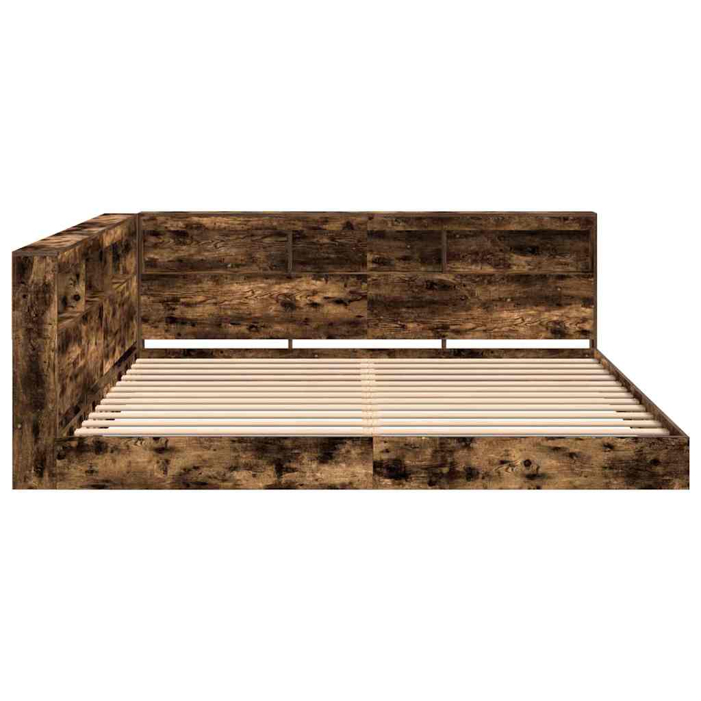 Lit Bibliothèque Chêne fumé 180 x 200 cm Bois d'ingénierie - XIOS