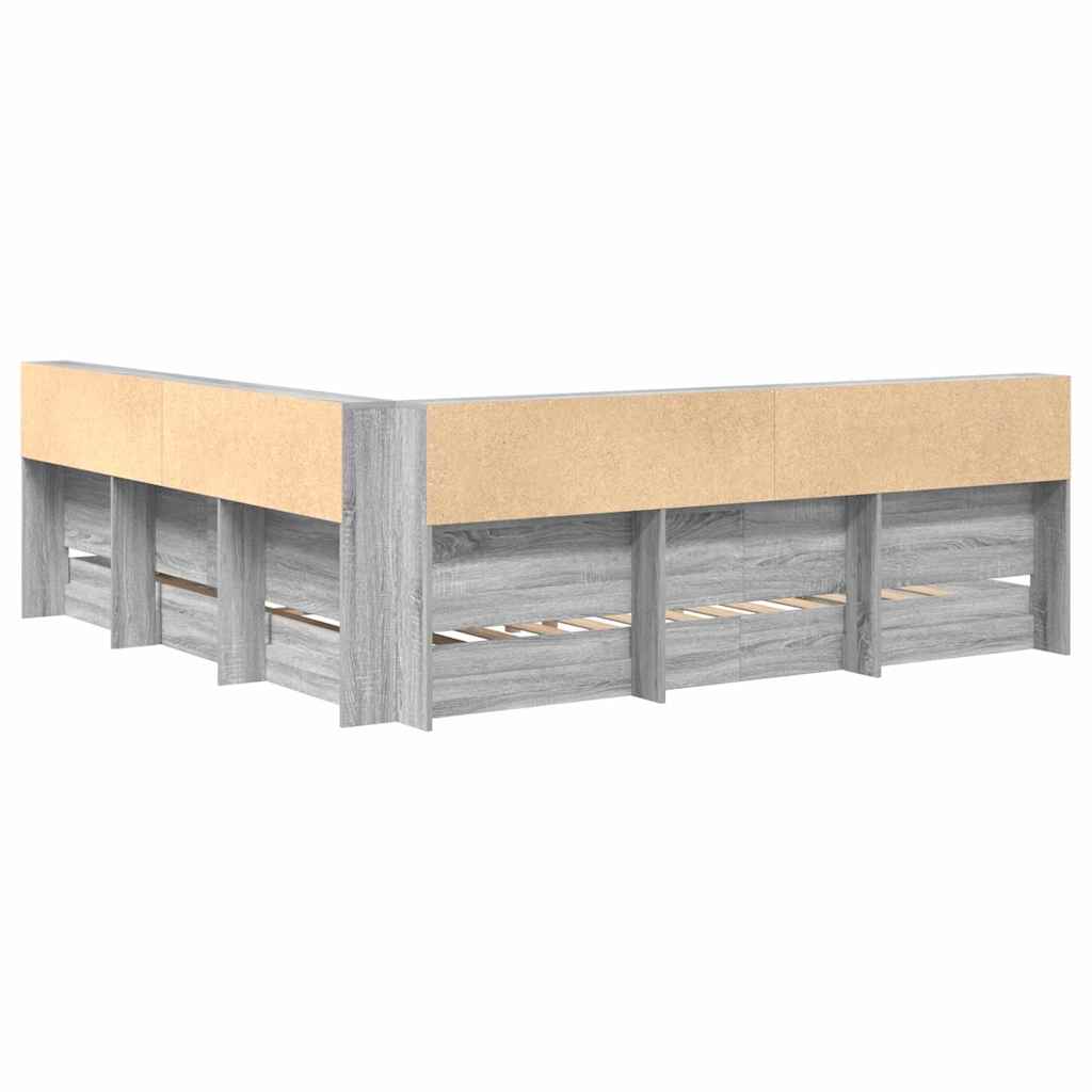 Lit Bibliothèque Sonoma gris 180 x 200 cm Bois d'ingénierie
