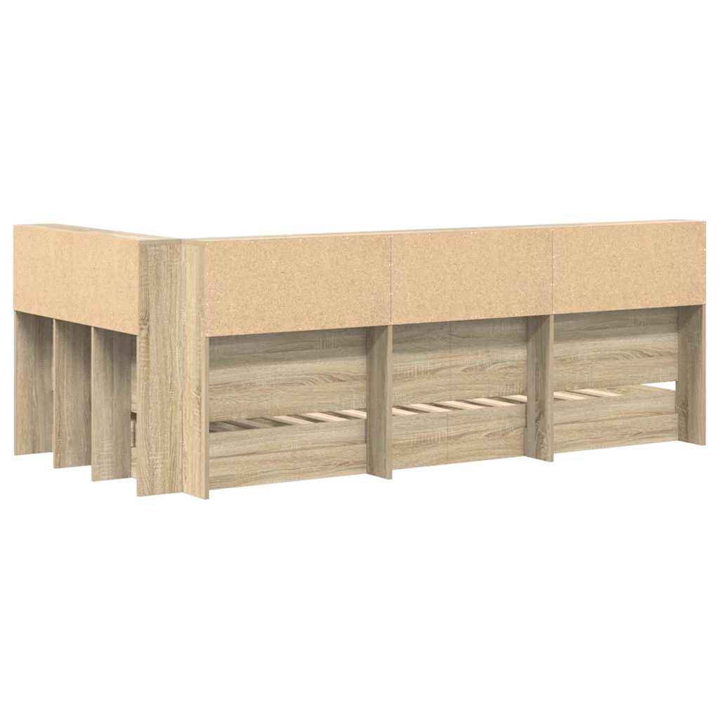 Lit Bibliothèque Chêne Sonoma 75 x 190 cm Bois d'ingénierie - XIOS