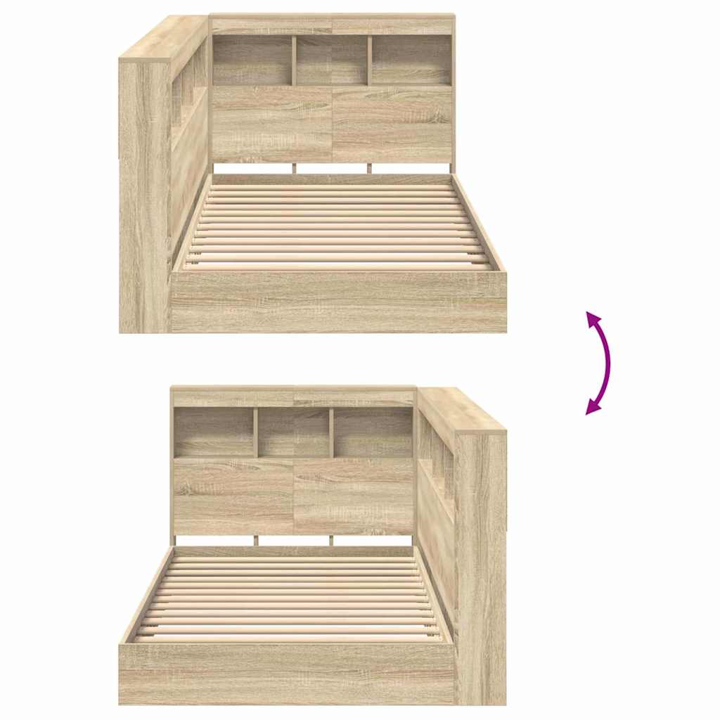 Lit Bibliothèque Chêne Sonoma 75 x 190 cm Bois d'ingénierie - XIOS