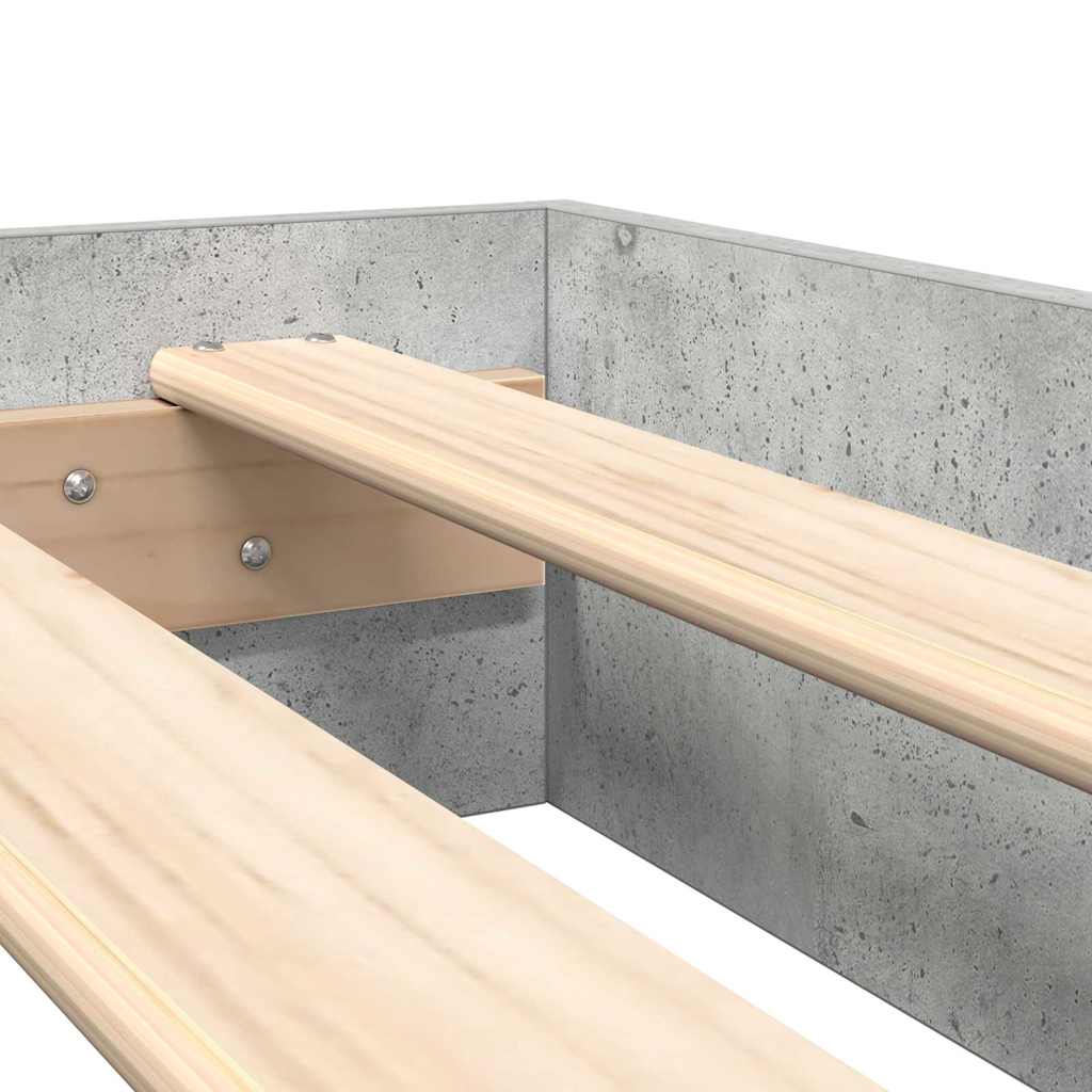 Lit Bibliothèque Gris béton 75 x 190 cm Bois d'ingénierie - XIOS