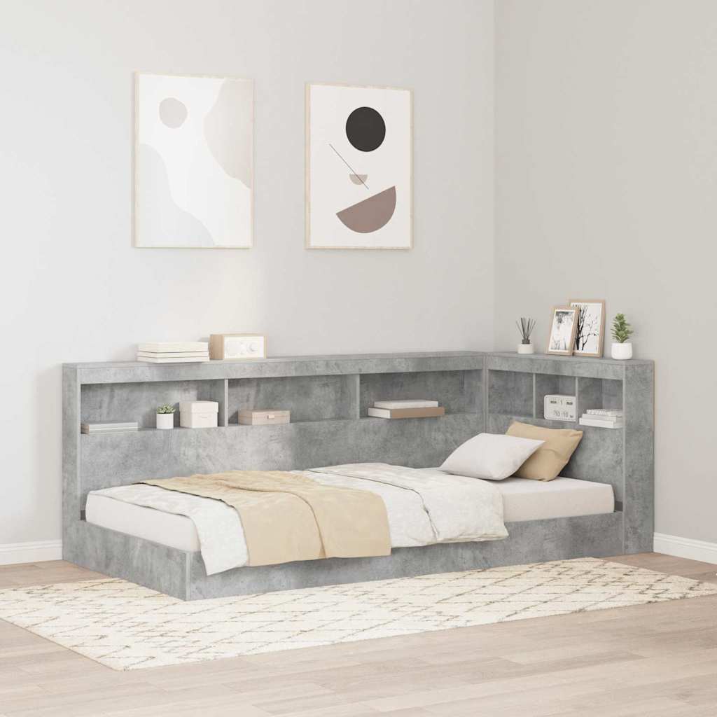 Lit Bibliothèque Gris béton 75 x 190 cm Bois d'ingénierie - XIOS