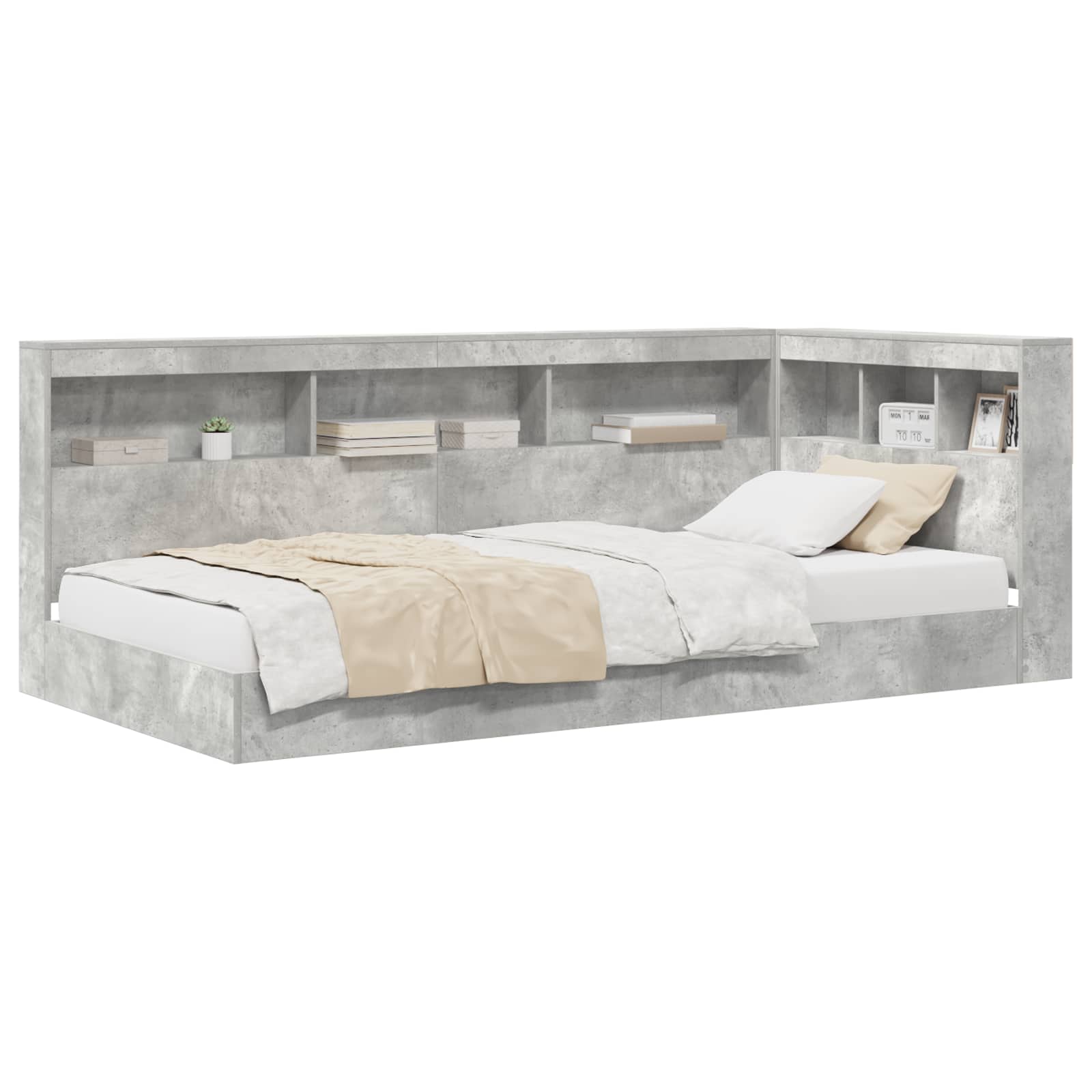 Lit Bibliothèque Gris béton 75 x 190 cm Bois d'ingénierie - XIOS