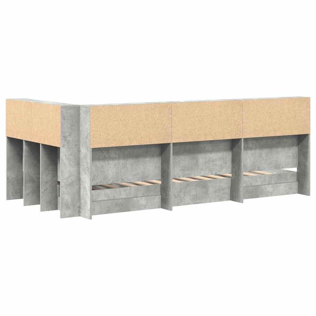 Lit Bibliothèque Gris béton 75 x 190 cm Bois d'ingénierie - XIOS