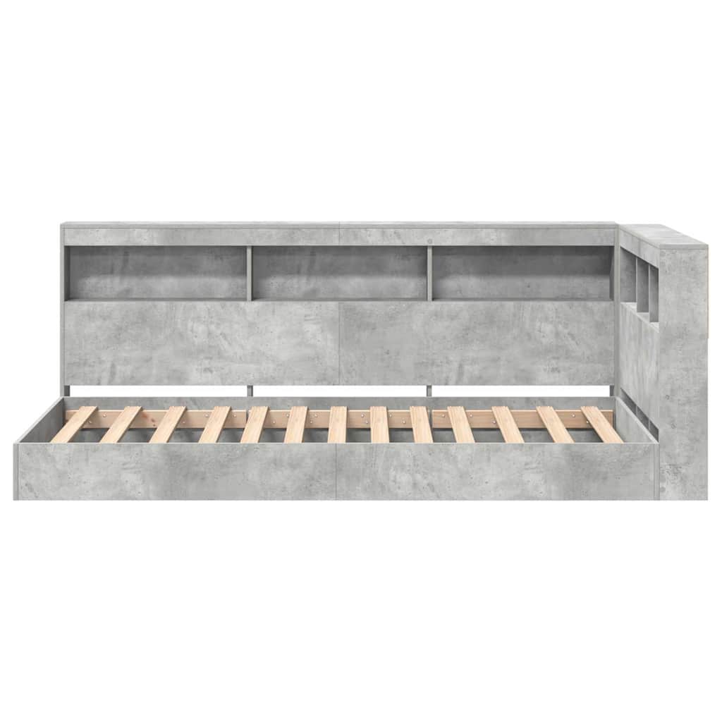 Lit Bibliothèque Gris béton 75 x 190 cm Bois d'ingénierie - XIOS