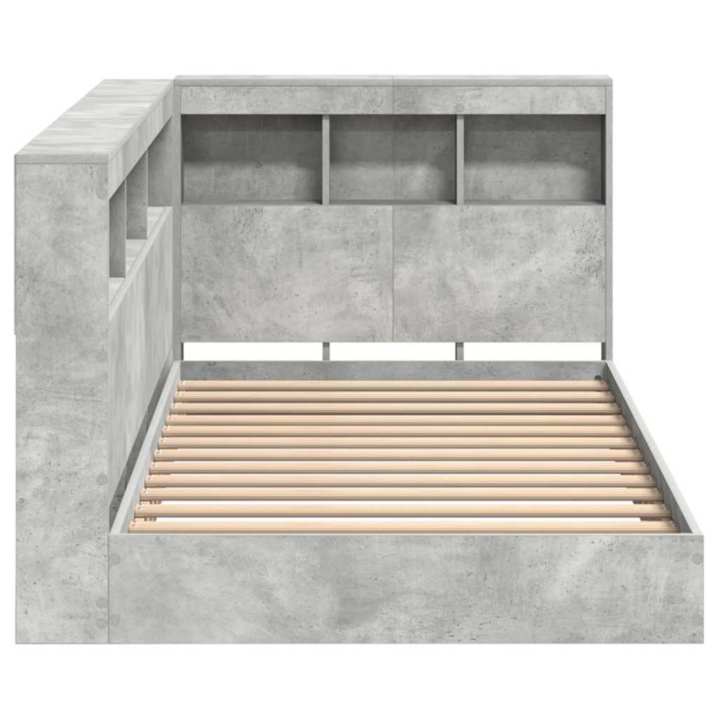 Lit Bibliothèque Gris béton 75 x 190 cm Bois d'ingénierie - XIOS