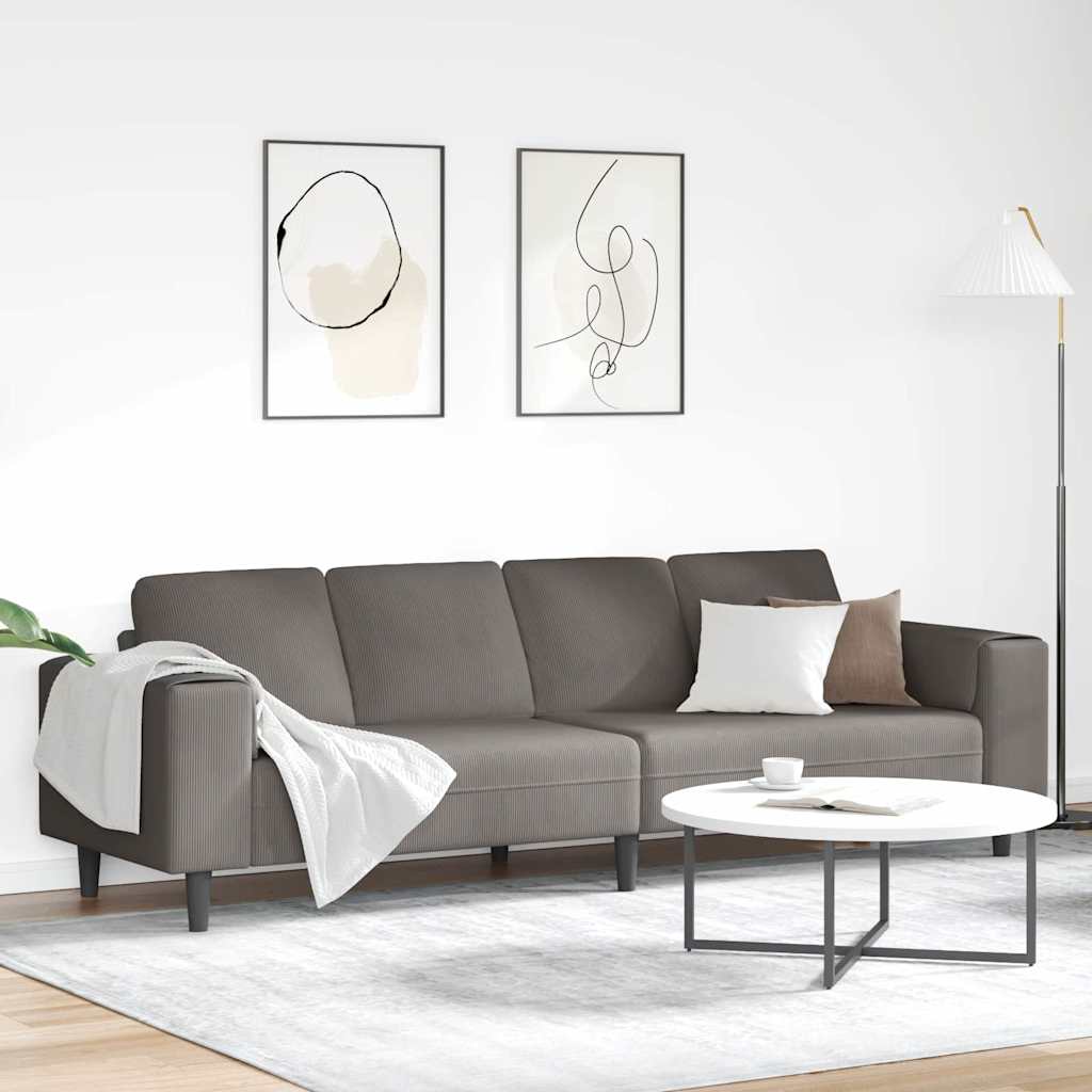 Sofa en tissu avec coussin Gris clair 208 cm Tissu en velours côtelé
