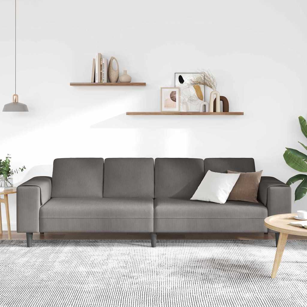 Canapé Gris clair 250 x 77 x 76 cm Tissu en velours côtelé - XIOS