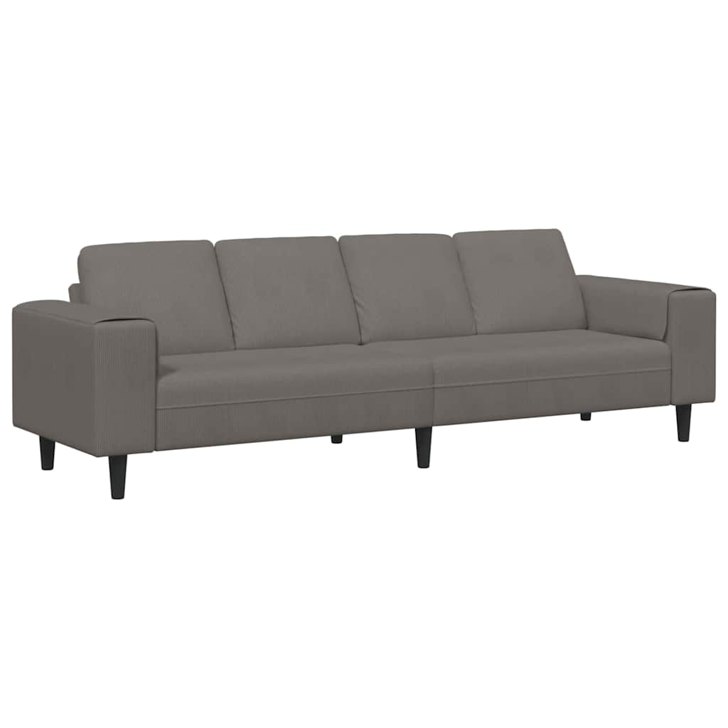 Sofa en tissu avec coussin Gris clair 208 cm Tissu en velours côtelé