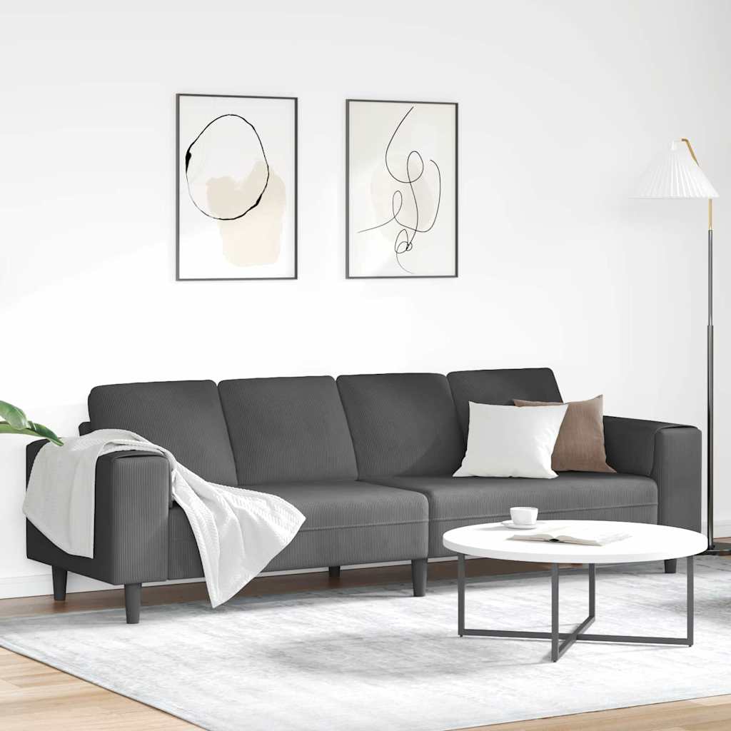 Canapé Gris foncé 250 x 77 x 76 cm Tissu en velours côtelé - XIOS