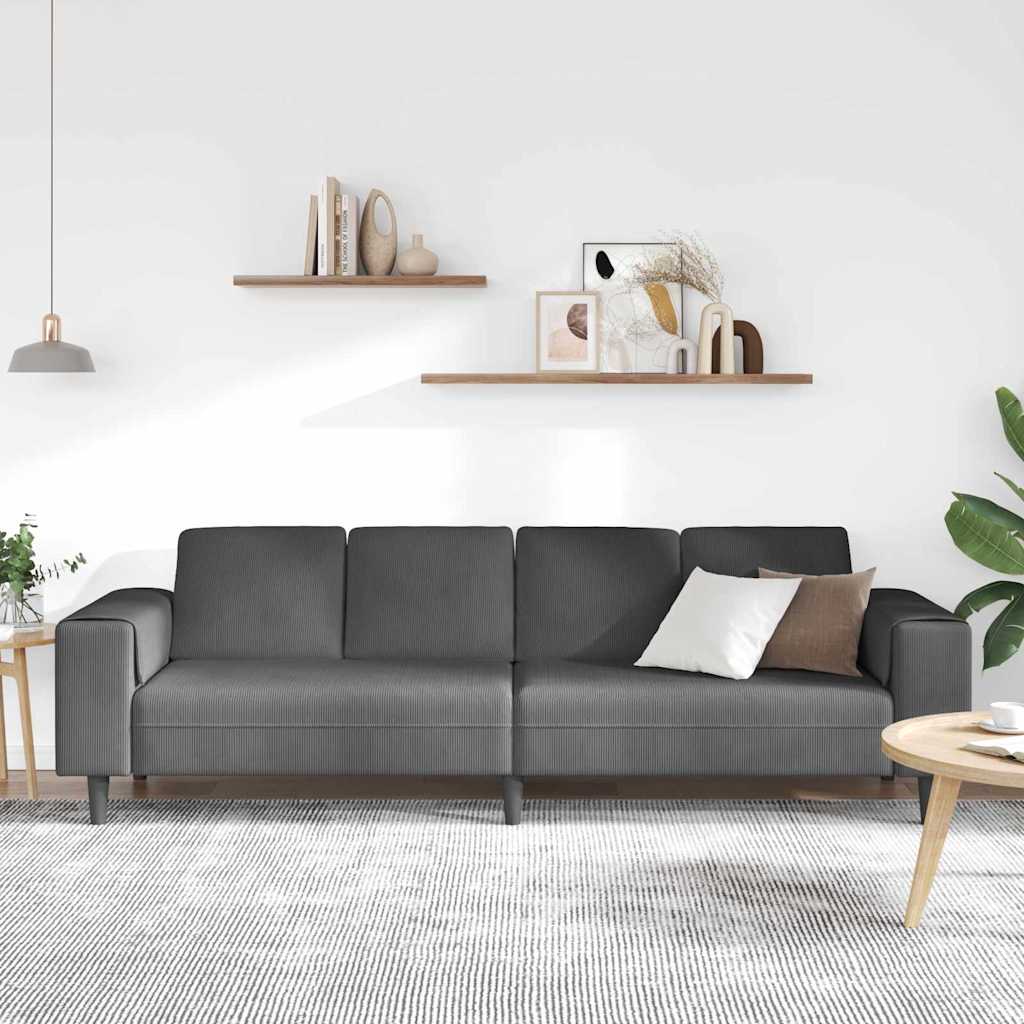 Canapé Gris foncé 250 x 77 x 76 cm Tissu en velours côtelé - XIOS