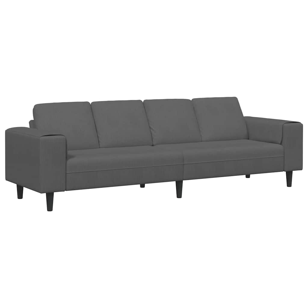 Canapé Gris foncé 250 x 77 x 76 cm Tissu en velours côtelé - XIOS