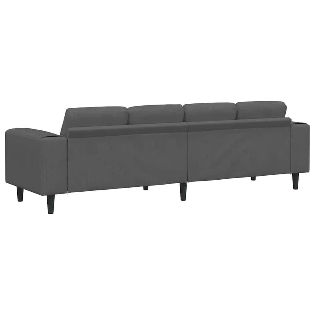 Canapé Gris foncé 250 x 77 x 76 cm Tissu en velours côtelé - XIOS