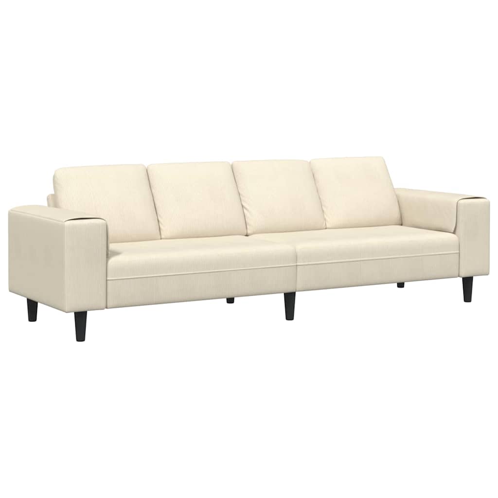 Sofa en tissu avec coussin Crème 208 cm Tissu en velours côtelé - XIOS