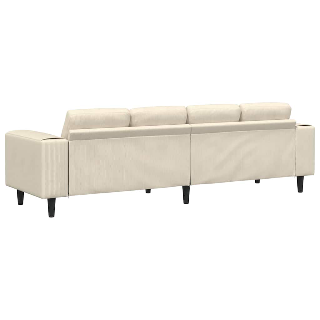 Sofa en tissu avec coussin Crème 208 cm Tissu en velours côtelé - XIOS