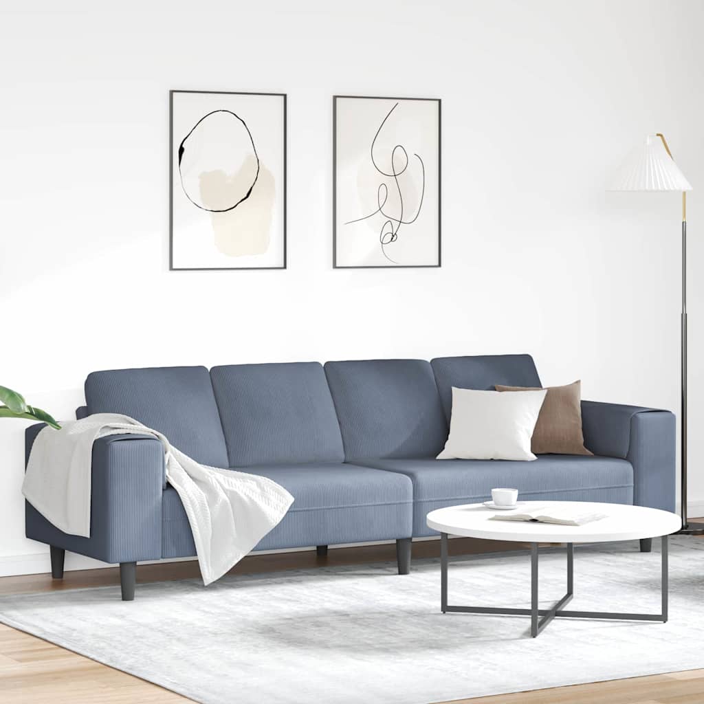 Sofa en tissu avec coussin Bleu 208 cm Tissu en velours côtelé - XIOS