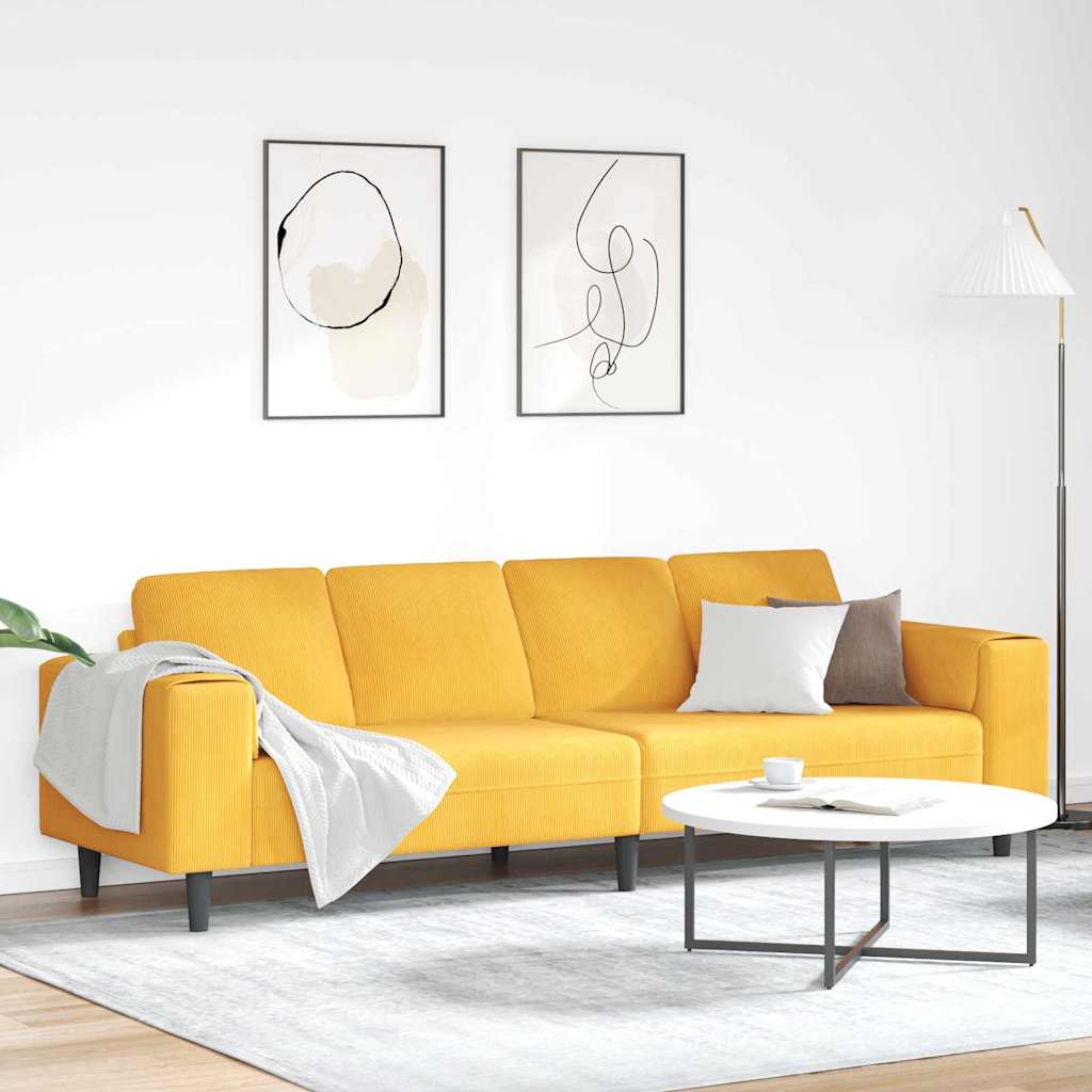 Sofa en tissu avec coussin Jaune clair Tissu en velours côtelé - XIOS