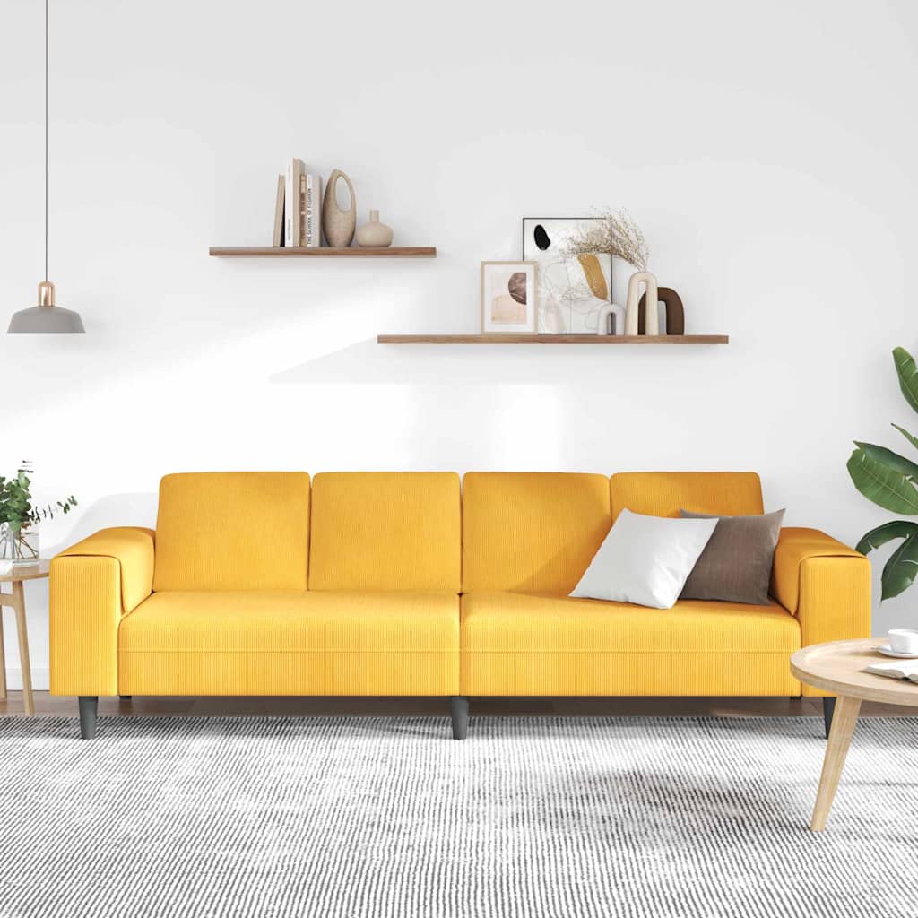 Canapé Jaune clair 250 x 77 x 76 cm Tissu en velours côtelé - XIOS