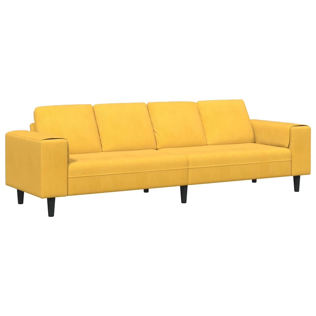 Canapé Jaune clair 250 x 77 x 76 cm Tissu en velours côtelé - XIOS