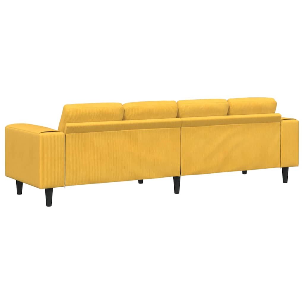 Sofa en tissu avec coussin Jaune clair Tissu en velours côtelé - XIOS