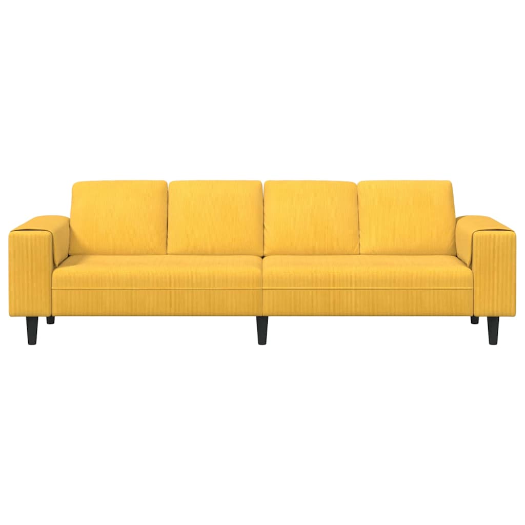 Canapé Jaune clair 250 x 77 x 76 cm Tissu en velours côtelé - XIOS