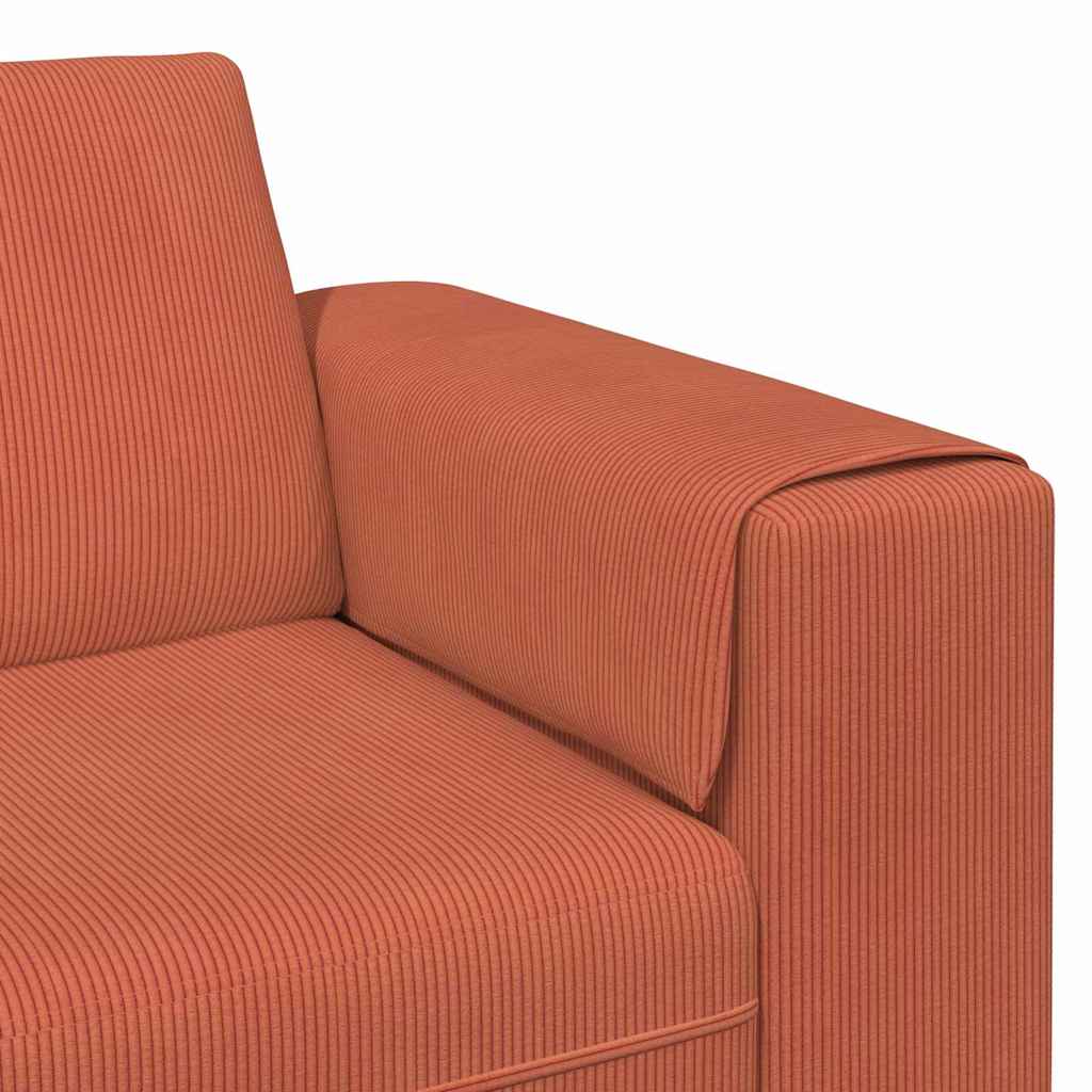 Sofa en tissu avec coussin Rouge orange Tissu en velours côtelé - XIOS