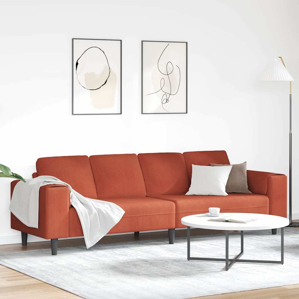 Sofa en tissu avec coussin Rouge orange Tissu en velours côtelé - XIOS