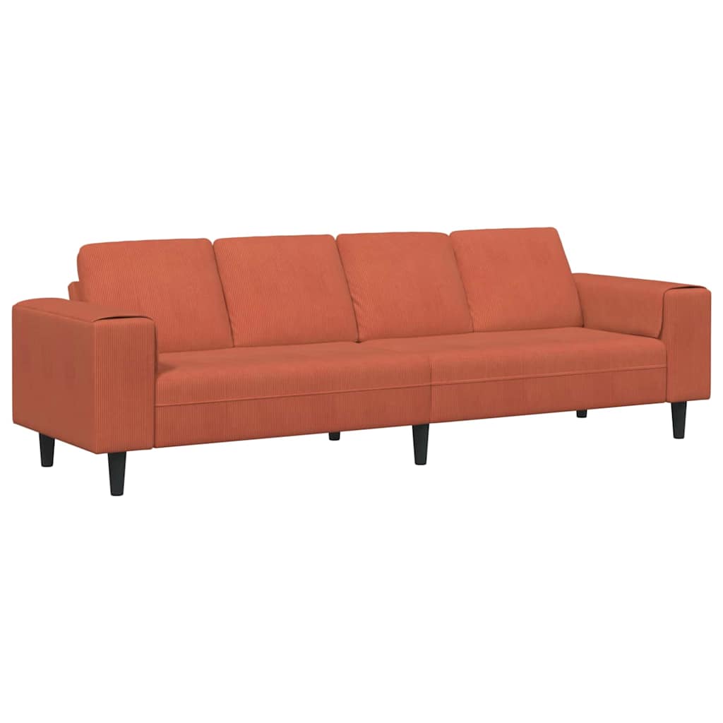 Sofa en tissu avec coussin Rouge orange Tissu en velours côtelé - XIOS