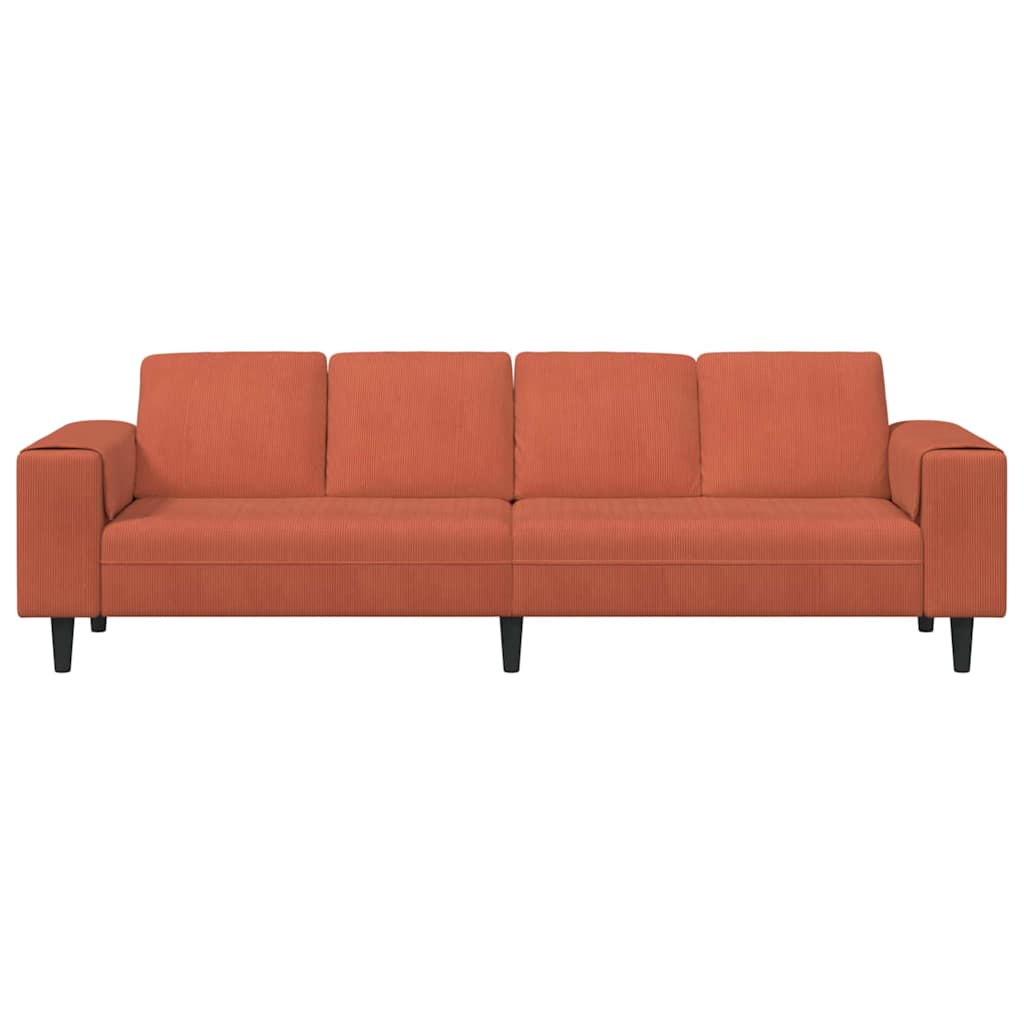 Sofa en tissu avec coussin Rouge orange Tissu en velours côtelé - XIOS