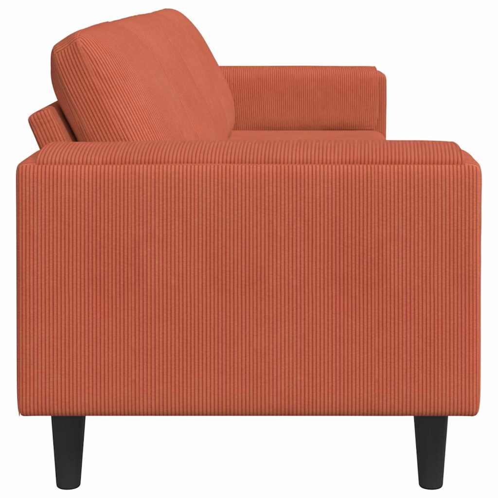 Sofa en tissu avec coussin Rouge orange Tissu en velours côtelé - XIOS