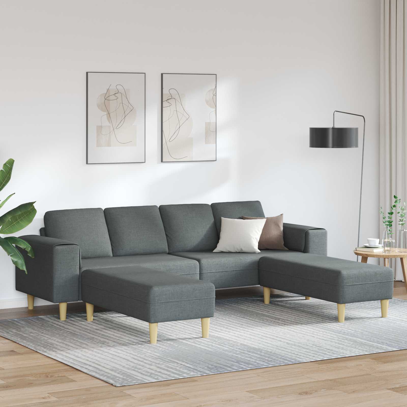 Canapé de salon 3 pcs Gris foncé Polyester - XIOS
