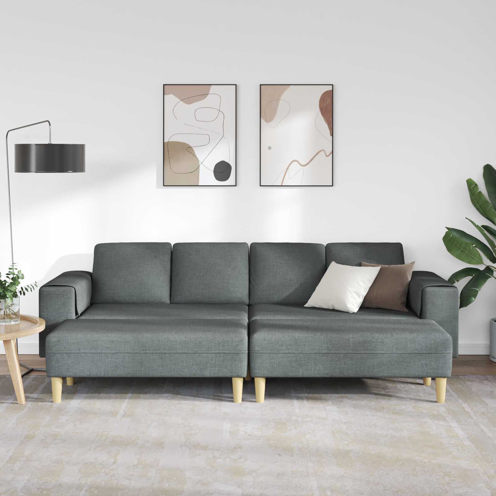 Canapé de salon 3 pcs Gris foncé Polyester - XIOS
