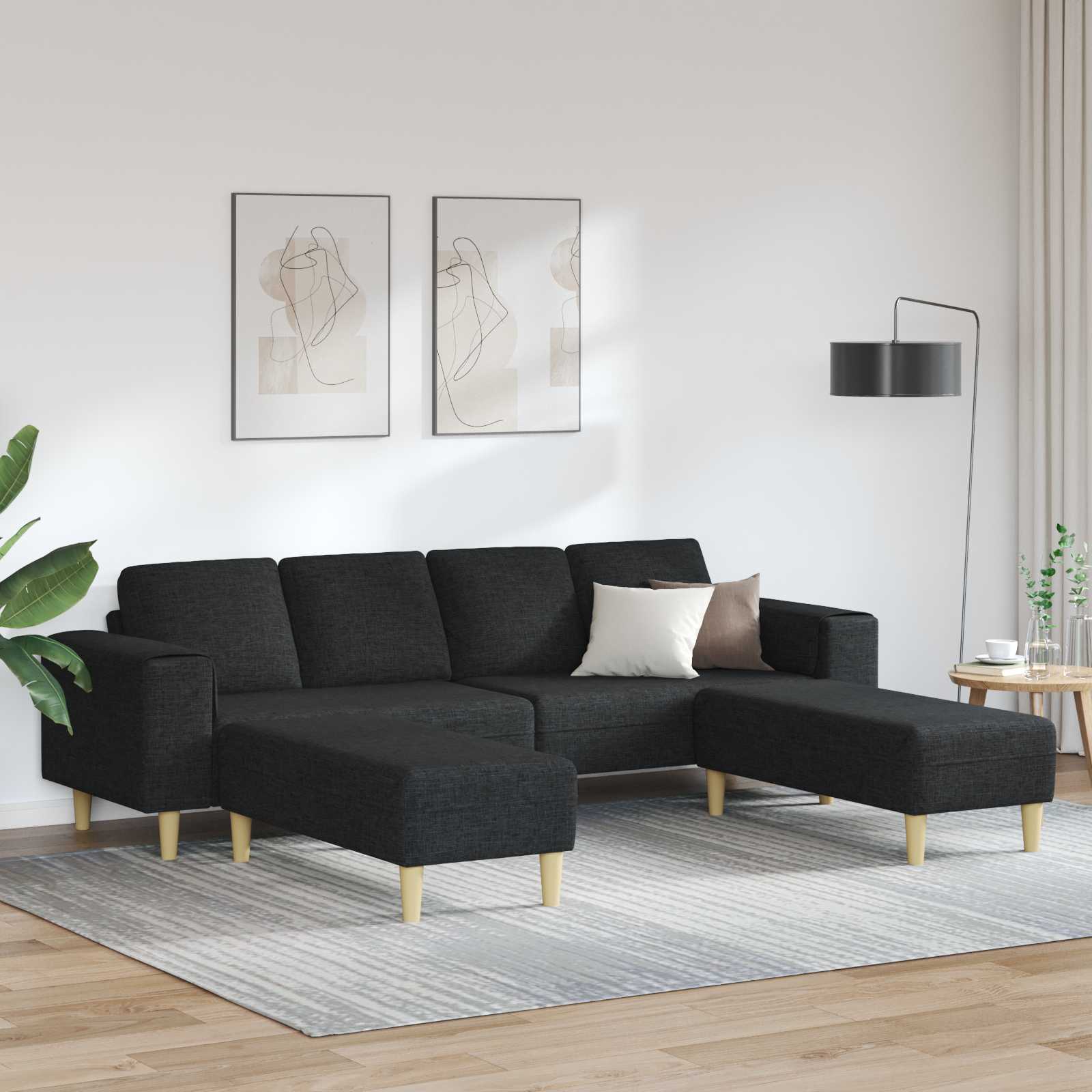 Canapé de salon 3 pcs Noir Polyester - XIOS