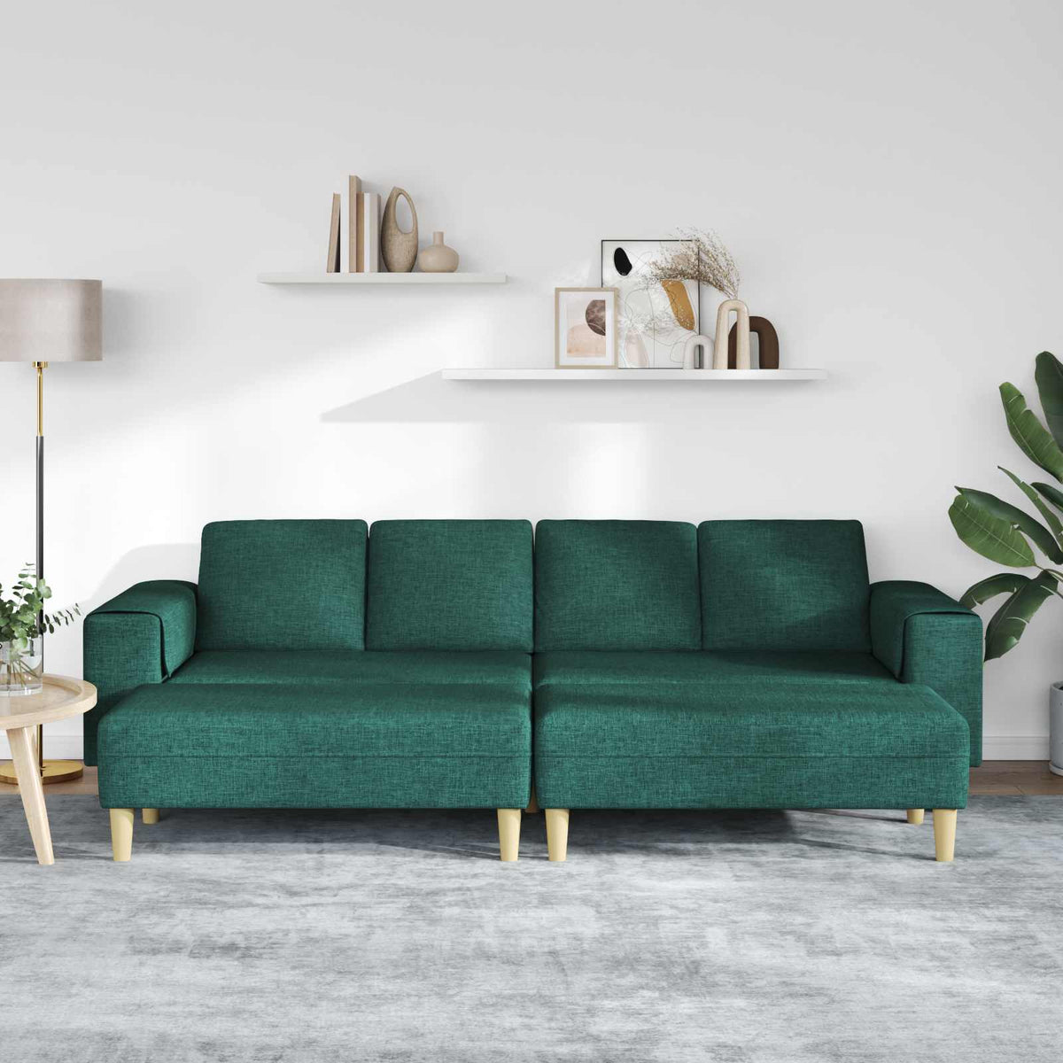 Canapé de salon 3 pc Vert foncé Polyester