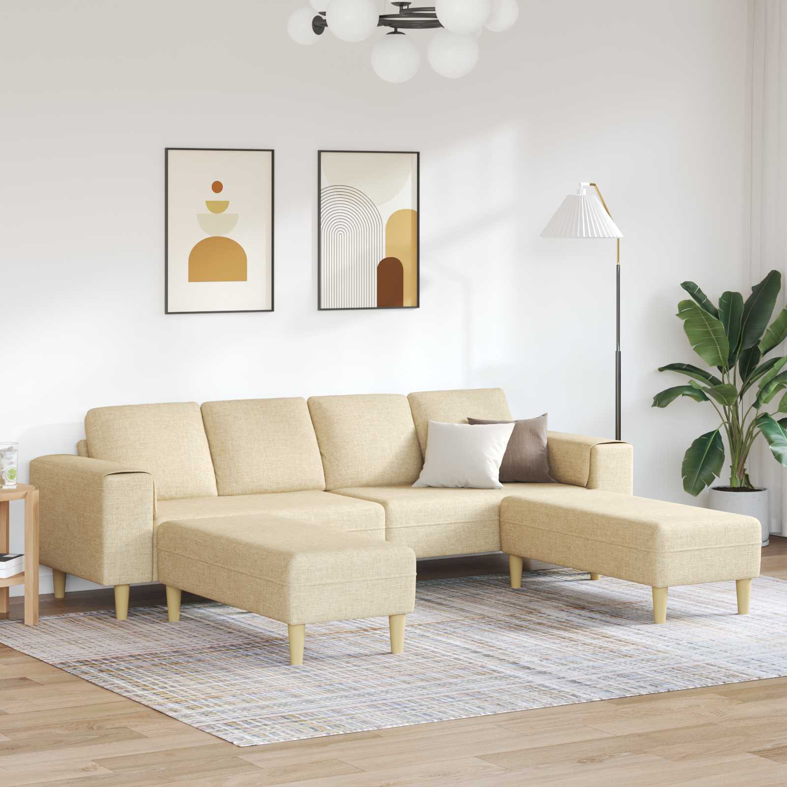 Canapé de salon 3 pc Crème Polyester