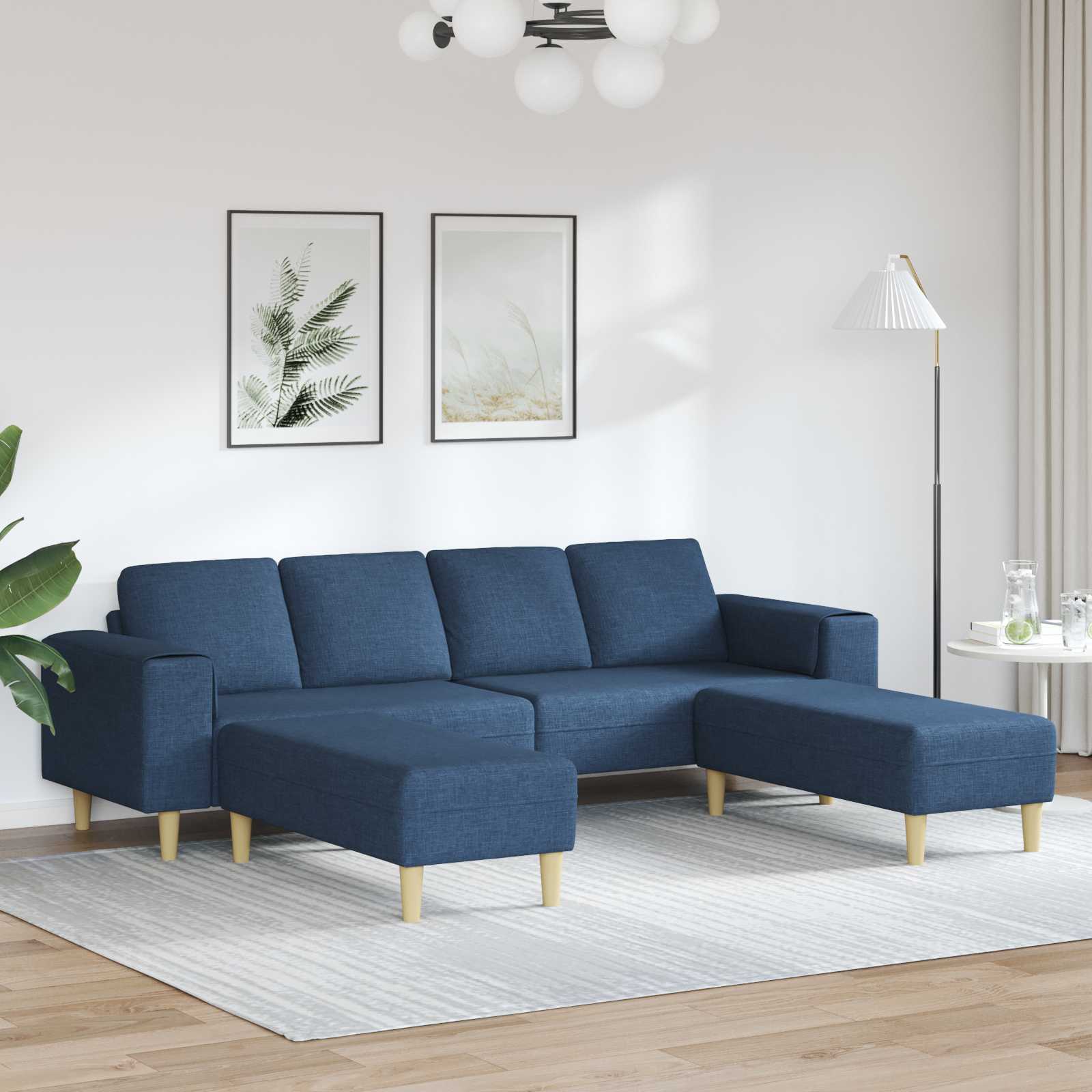 Canapé de salon 3 pcs Bleu Polyester