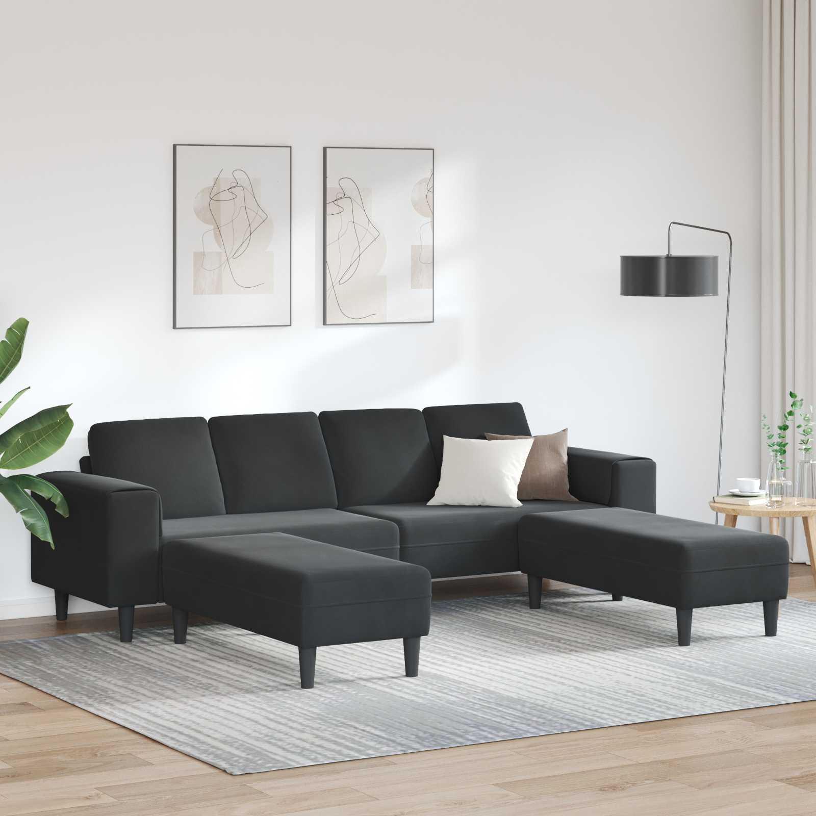 Canapé de salon 3 pcs Noir 250 x 188 x 76 cm - XIOS