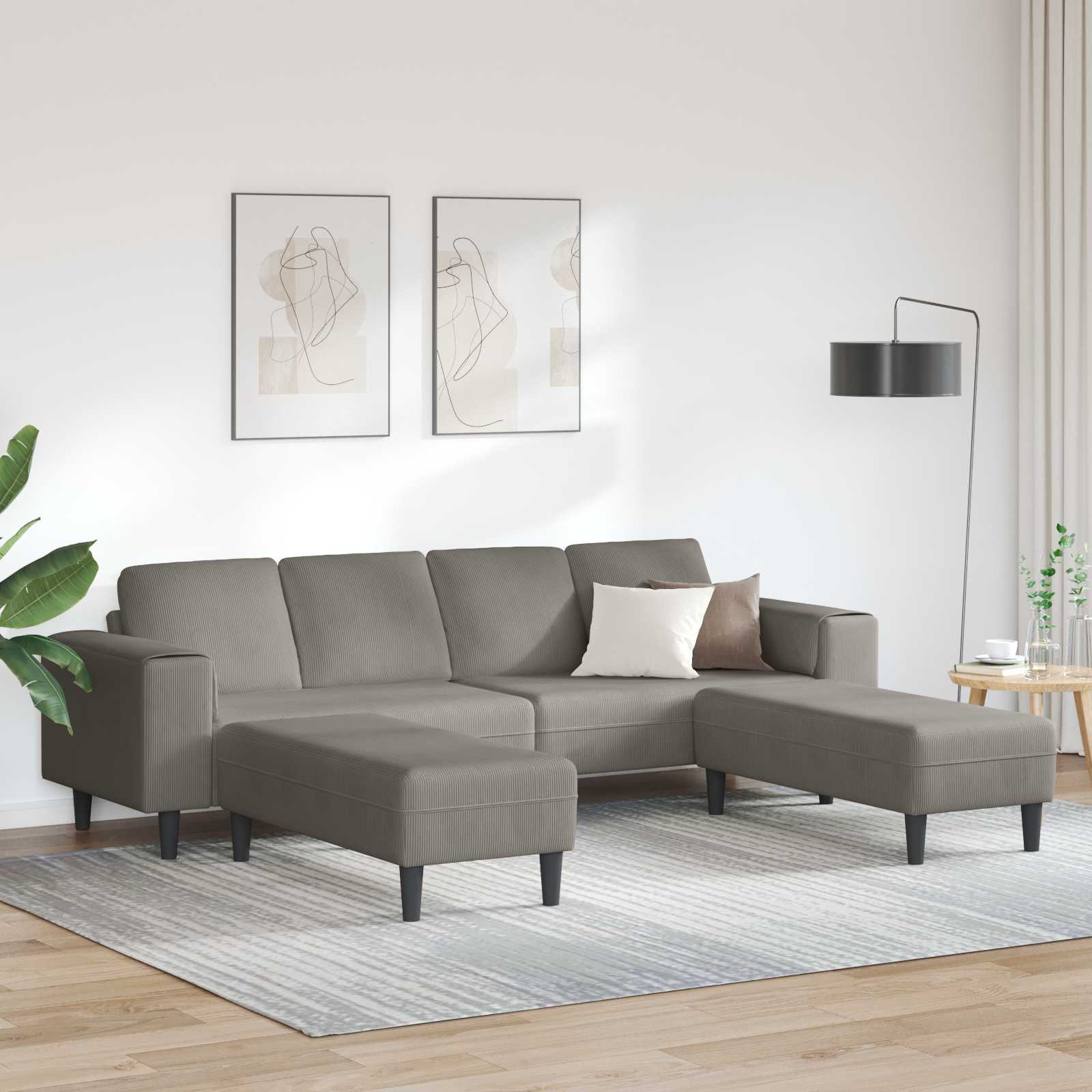 Canapé Gris clair 250 x 188 x 76 cm Tissu en velours côtelé - XIOS