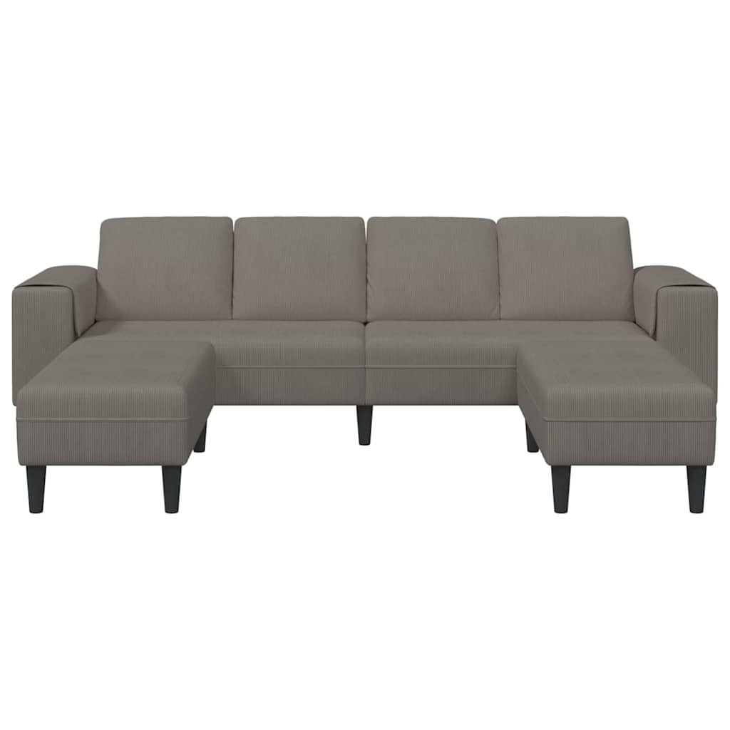 Sofa en tissu avec coussin Gris clair Tissu en velours côtelé - XIOS