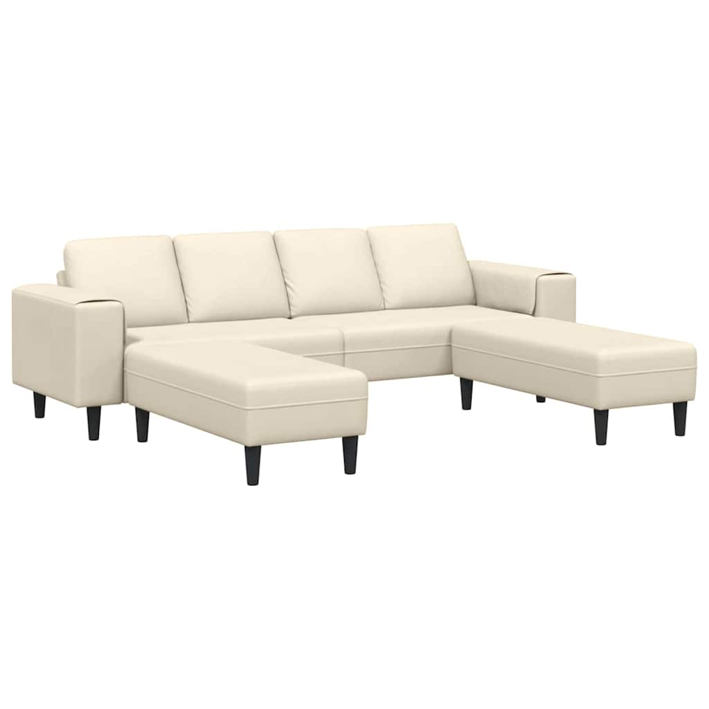 Sofa en tissu avec coussin Crème 208 cm Tissu en velours côtelé - XIOS