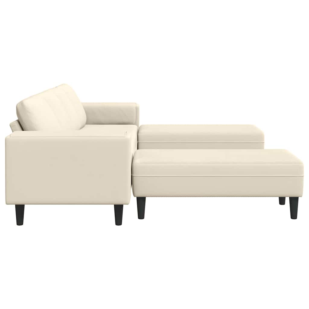 Sofa en tissu avec coussin Crème 208 cm Tissu en velours côtelé - XIOS