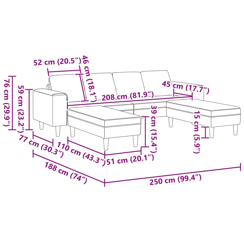 Sofa en tissu avec coussin Crème 208 cm Tissu en velours côtelé - XIOS