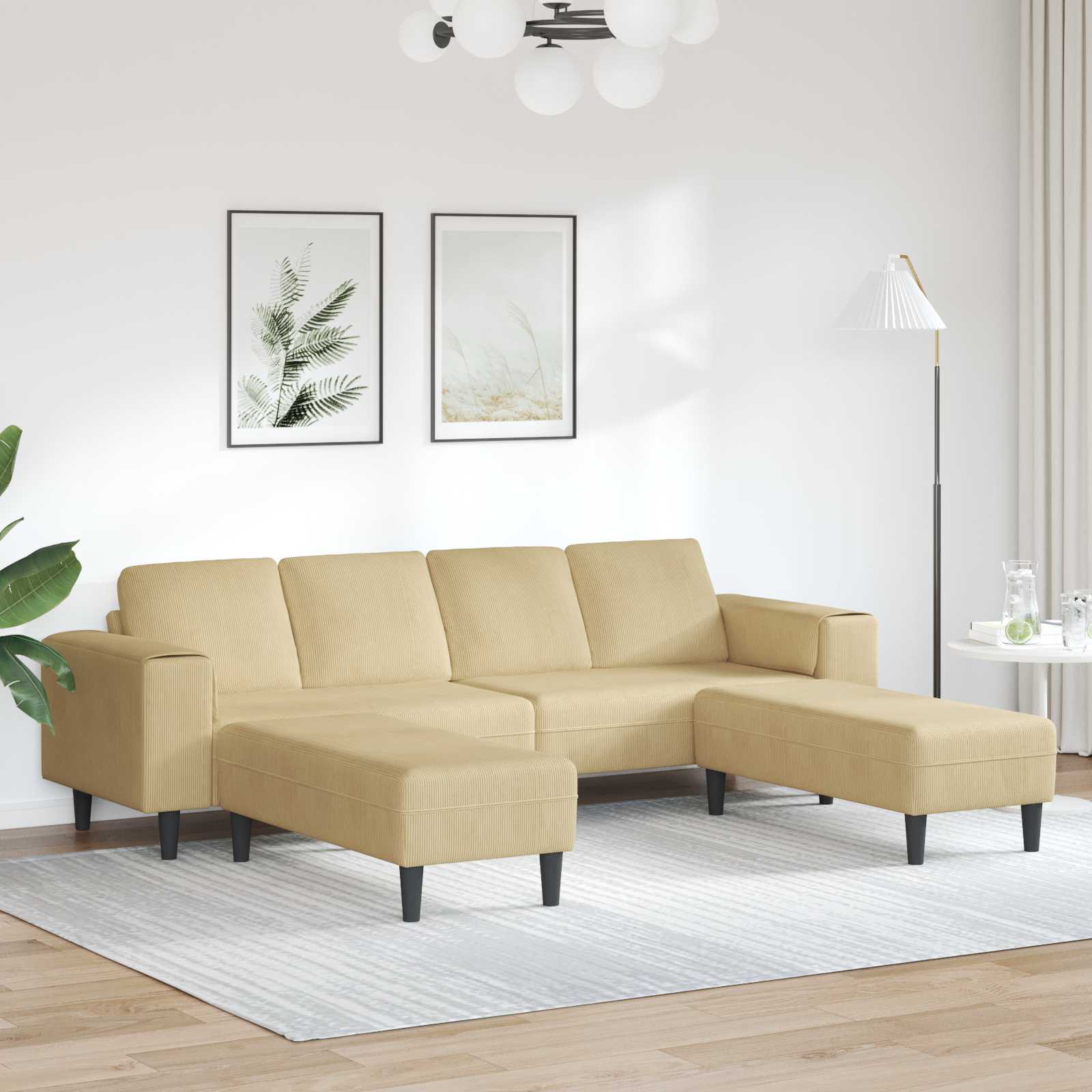 Canapé Vert gris 250 x 188 x 76 cm Tissu en velours côtelé - XIOS