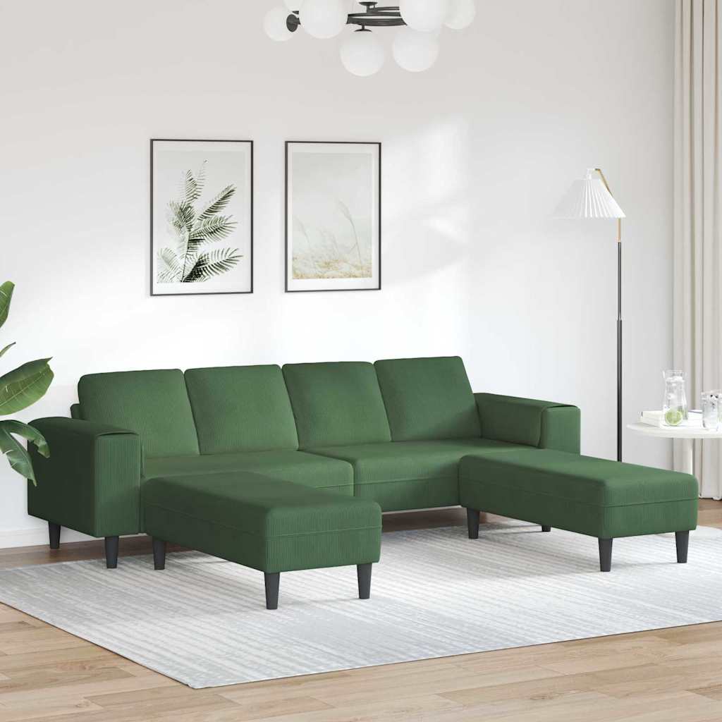 Sofa en tissu avec coussin Vert foncé Tissu en velours côtelé - XIOS