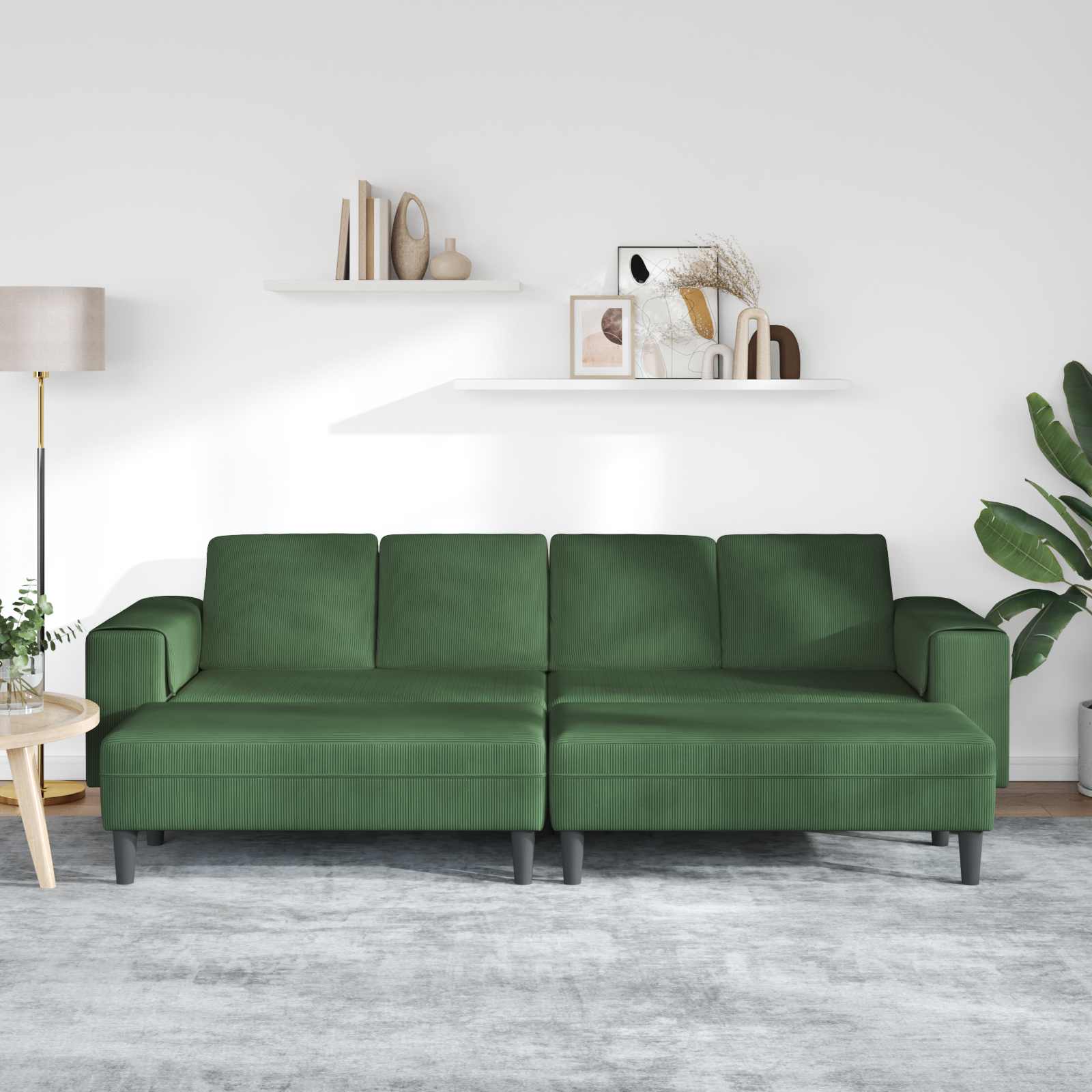 Canapé Vert foncé 250 x 188 x 76 cm Tissu en velours côtelé - XIOS