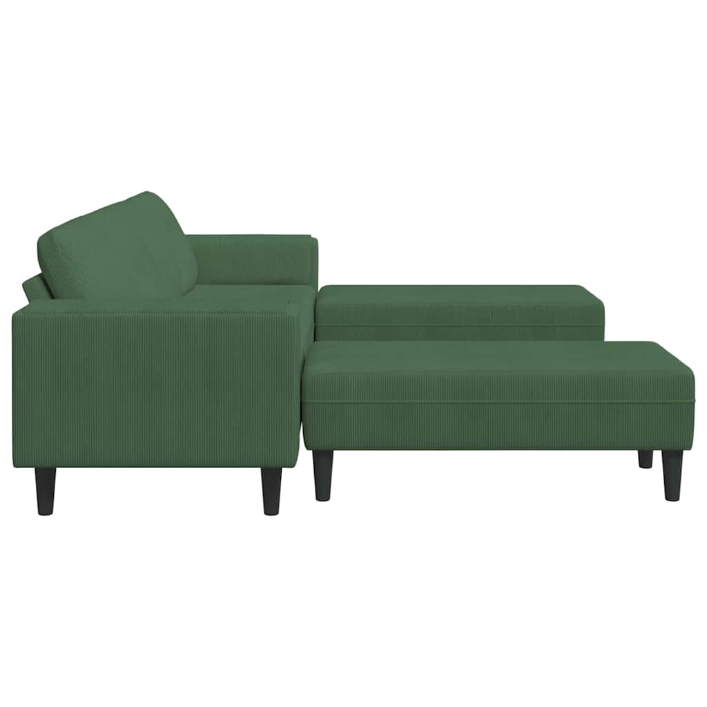 Sofa en tissu avec coussin Vert foncé Tissu en velours côtelé - XIOS