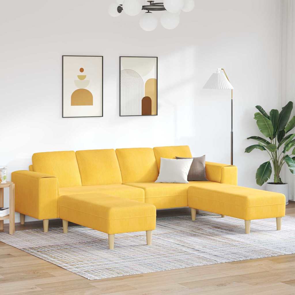Sofa en tissu Jaune clair Tissu en velours côtelé - XIOS