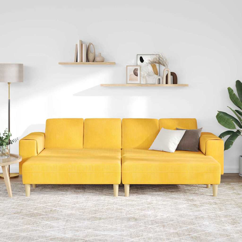 Sofa en tissu Jaune clair Tissu en velours côtelé - XIOS