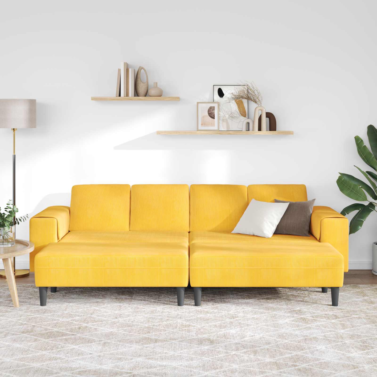 Canapé Jaune clair 250 x 188 x 76 cm Tissu en velours côtelé - XIOS