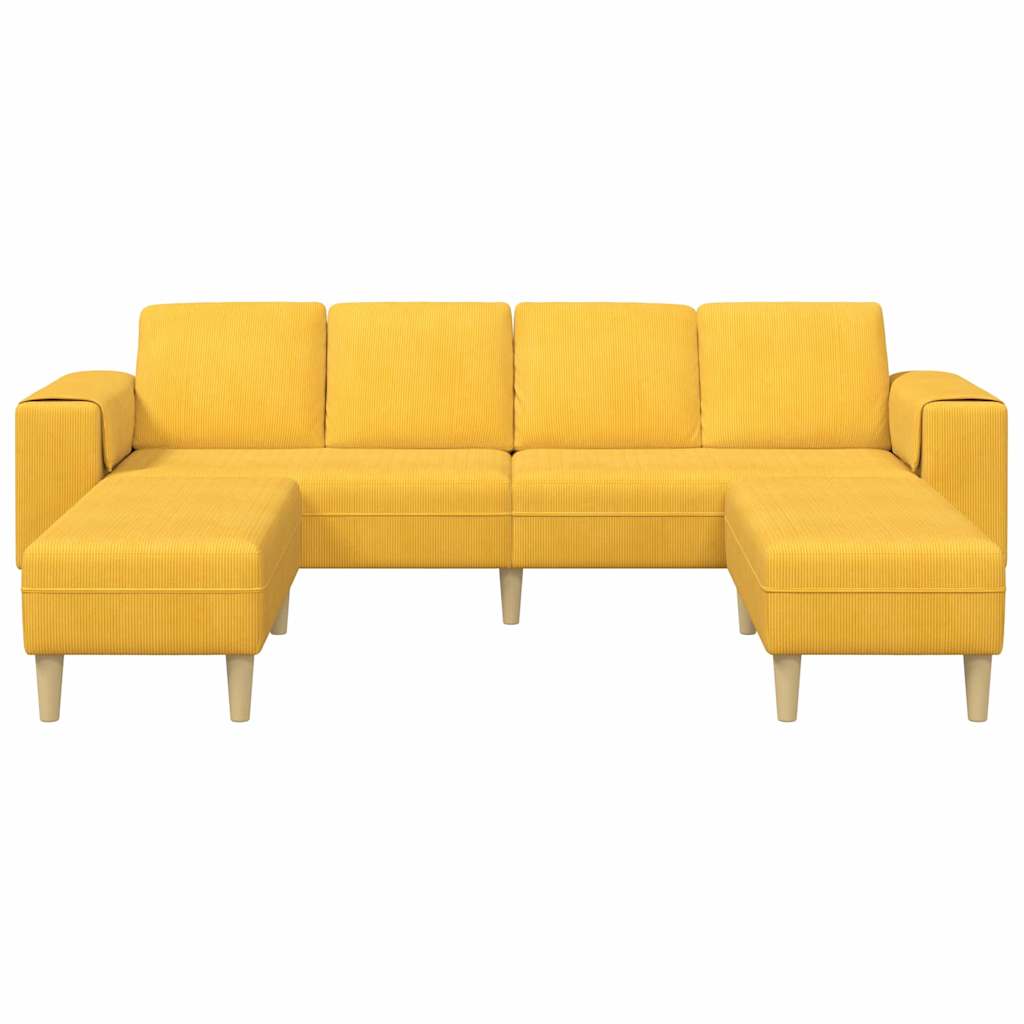 Sofa en tissu Jaune clair Tissu en velours côtelé - XIOS